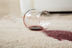 Many deep carpet stains are caused by wine spills. 