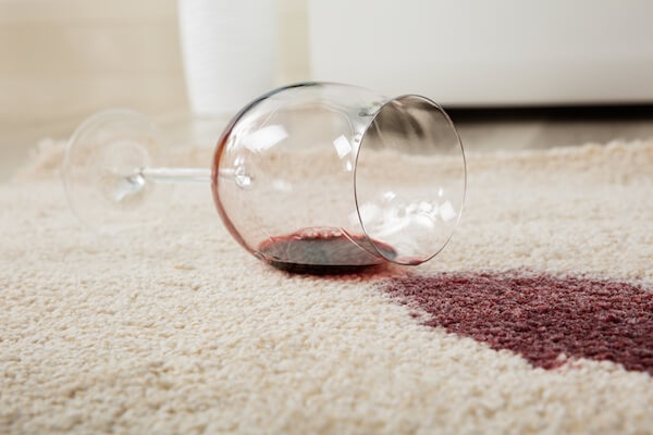 Many deep carpet stains are caused by wine spills.