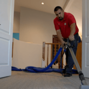 A ClearPro team member cleans this rental property's carpets as part of our Scottsdale rental property cleaning services.