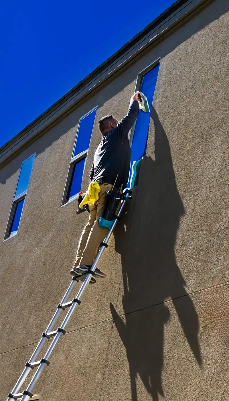 Window Cleaning Pro on a Ladder